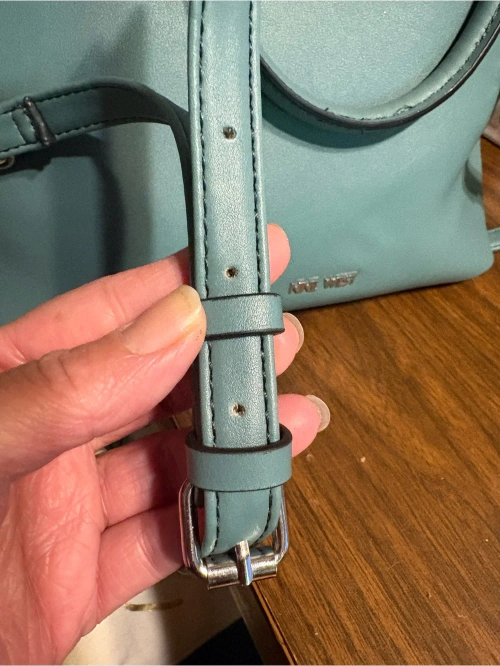 Nine West Seafoam Bow Satchel with Silver Chain
